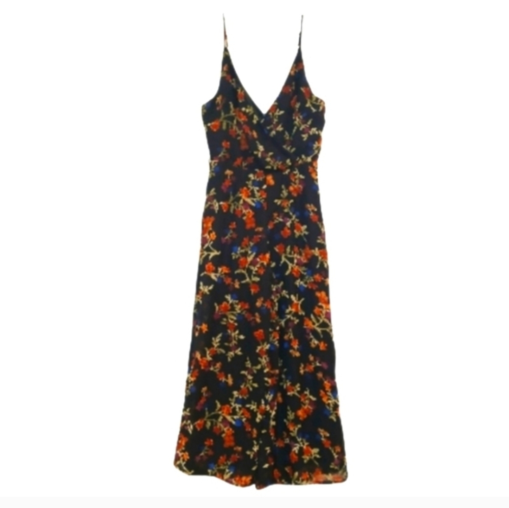 GIANNI BINI Sleeveless V-neck Floral Print Jumpsuit with Flowy Cropped Pants